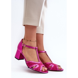 Sandale de damă din piele cu toc înalt Maciejka 06551-15 fucsia roz 1