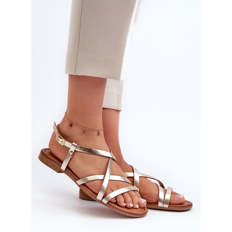 Sandale de damă din piele plate Maciejka 06635-25 Aur de aur 2 Sandale de damă din piele plate Maciejka 06635-25 Aur de aur 2