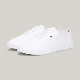 Pantofort cu șireturi Tommy Hilfiger din pânză W FW0FW07805YBS alb 1