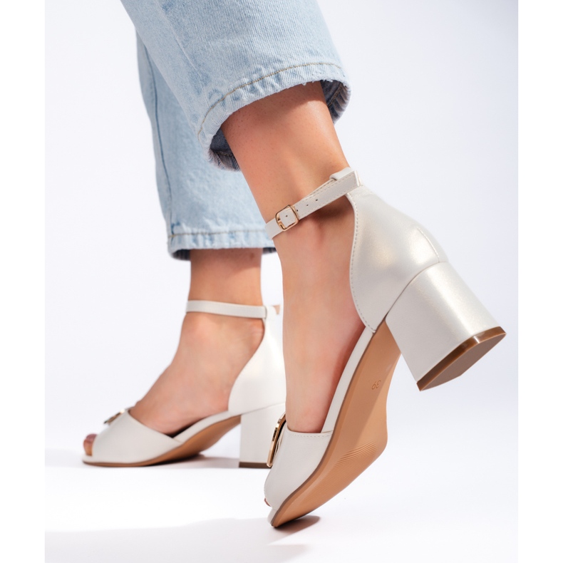 Sandale gri deschis cu toc inalt de la Sergio Leone 1