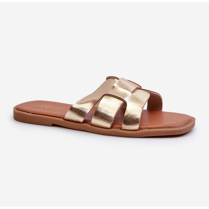 Flip-flops plate pentru damă din piele ecologică, Risamay Gold de aur 1 Flip-flops plate pentru damă din piele ecologică, Risamay Gold de aur 1