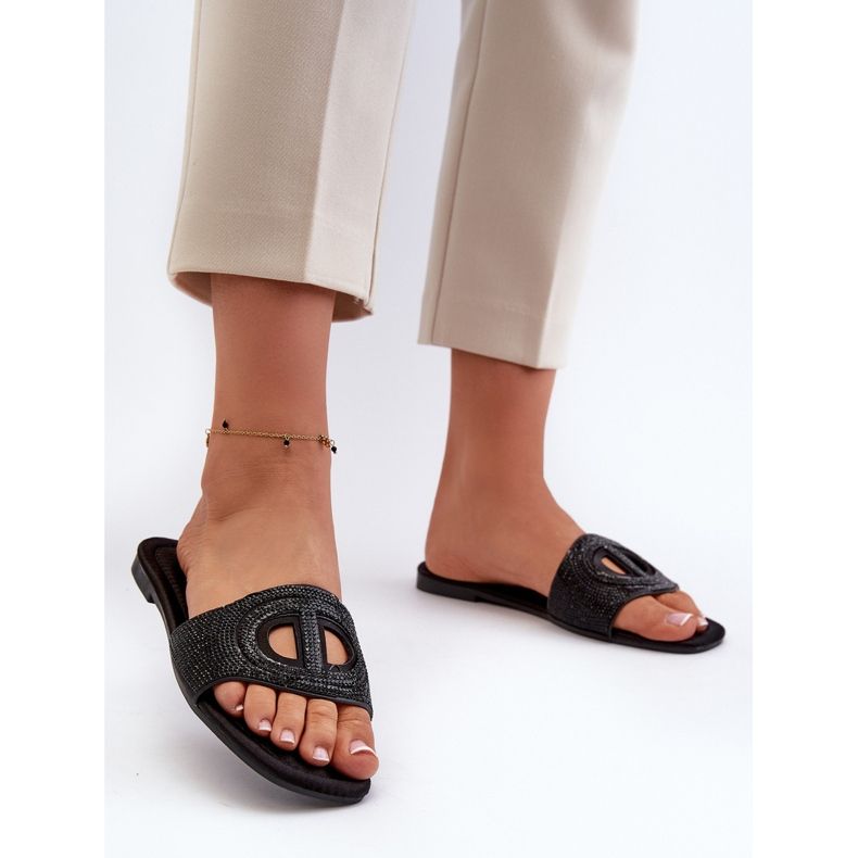 Flip-flops de damă Black Dimrose cu toc plat negru 2 Flip-flops de damă Black Dimrose cu toc plat negru 2