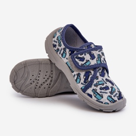 Papuci cu velcro pentru copii Befado 974X529 Gri-Albastru Marin 2
