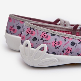 Befado Papuci de balerina pentru fete cu pisoi 116Y327 Gri si Roz 2