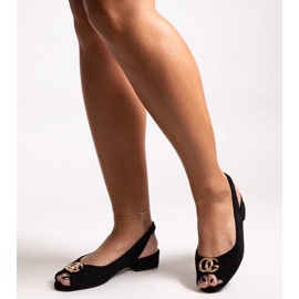 Sandale cu branț din piele Warda negru 1