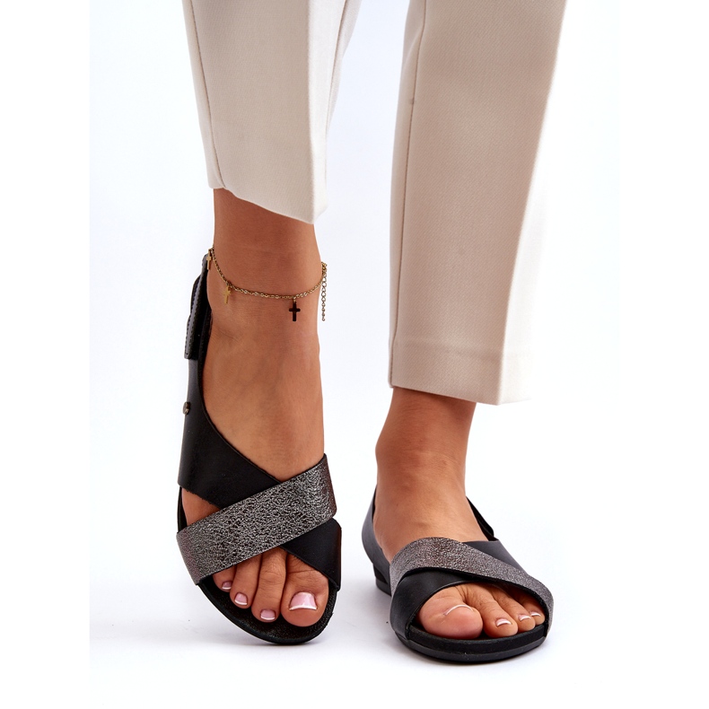 Zazoo 40141 Sandale Piele Cu Velcro, Negru 3