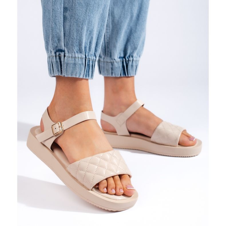 Sandale de dama bej pe platforma 2