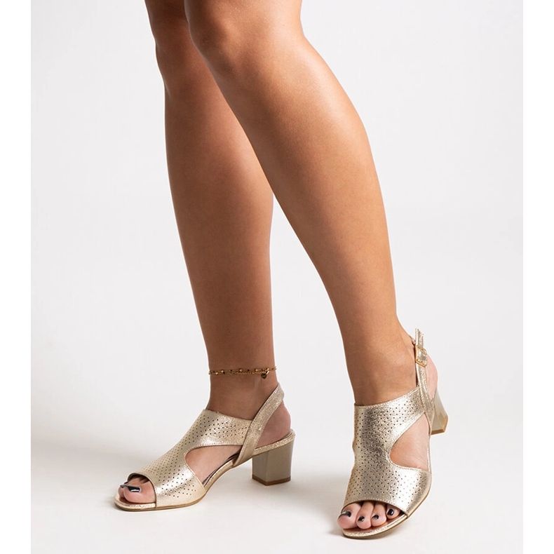 Sandale cu toc inalt cu brant din piele Naderla de aur 1