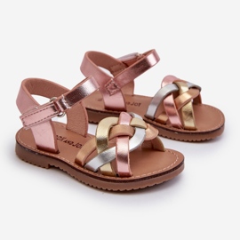 Sandale Copii Prinse Cu Velcro Cu Bretele Impletite Multicolore Dianttha roz 1