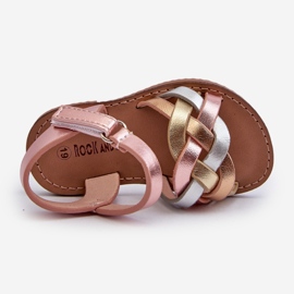 Sandale Copii Prinse Cu Velcro Cu Bretele Impletite Multicolore Dianttha roz 2