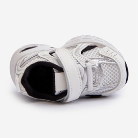 Pantofi pentru copii cu velcro alb și negru Ephona 2