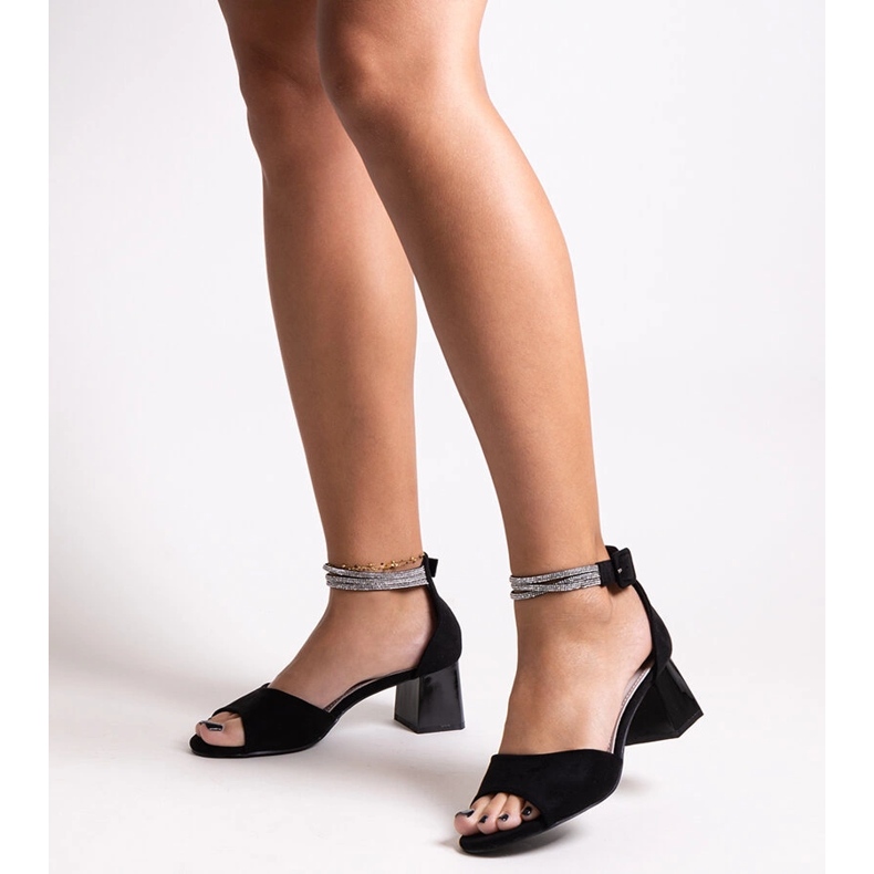 Sandale cu toc inalt cu brant din piele Nadira negru 1