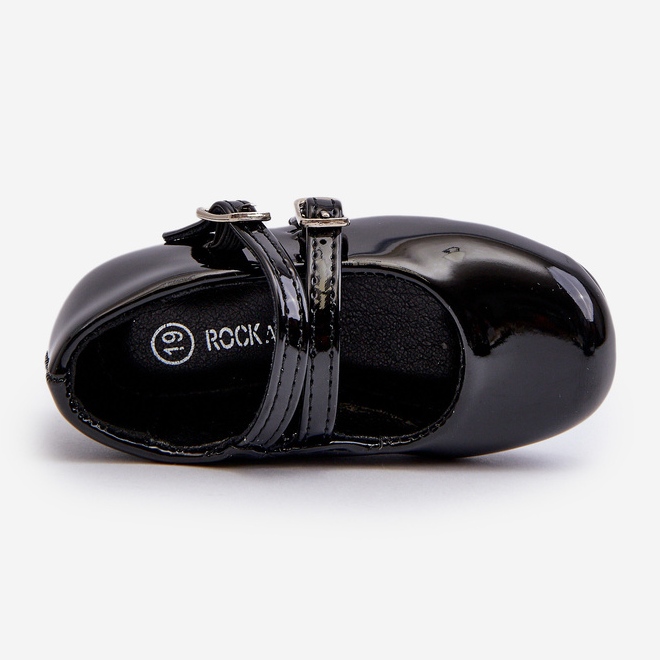 Balerini pentru copii din piele lacuita cu bretele, Black Margenis negru 2 Balerini pentru copii din piele lacuita cu bretele, Black Margenis negru 2