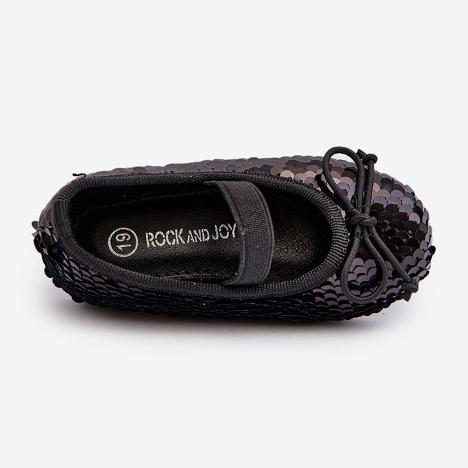 Balerini pentru copii decorati cu paiete, Black Weries negru 2 Balerini pentru copii decorati cu paiete, Black Weries negru 2