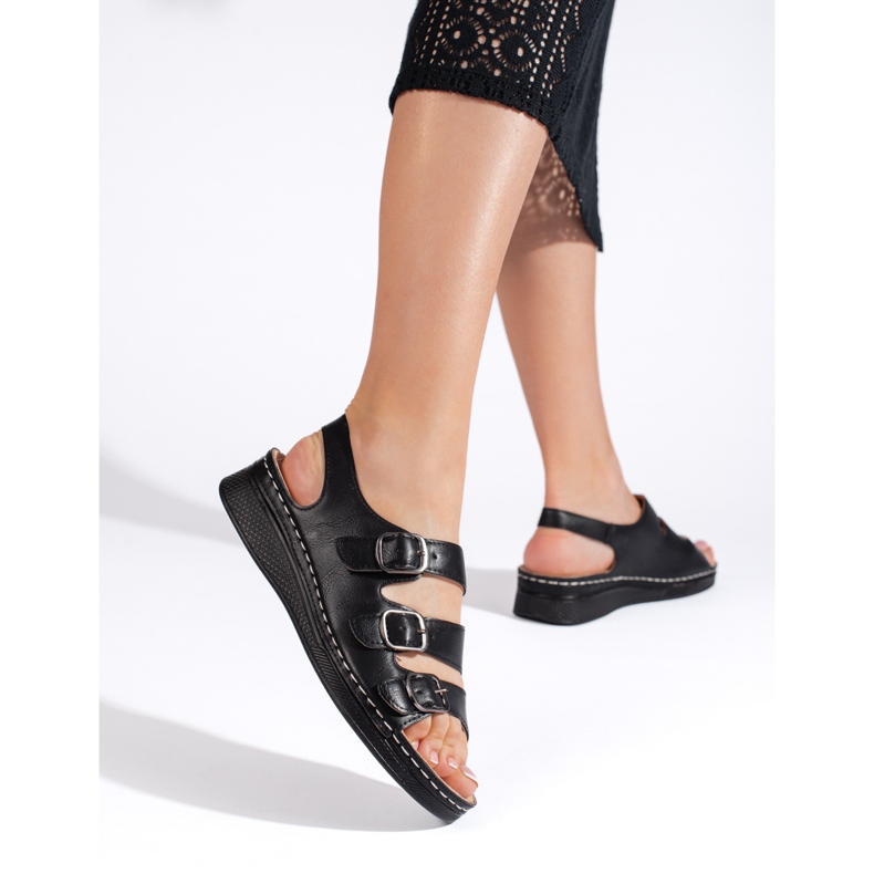 Sandale de dama negre cu catarame negru 1