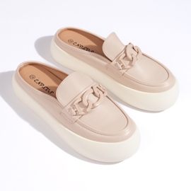 Flip-flops de damă, închiși, eleganti, bej 1