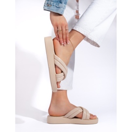 Flip-flops de damă bej cu platformă 3