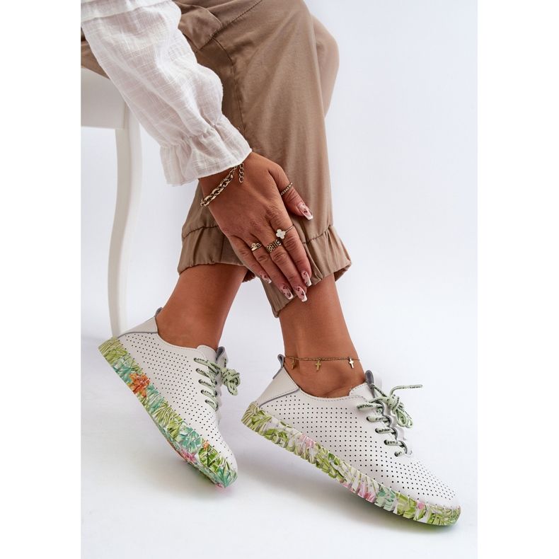 S.Barski Pantofi Dama Dantela Din Piele Naturala, Farnalea Alba 2