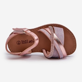 Sandale cu velcro strălucitoare pentru copii, Delphina roz 2