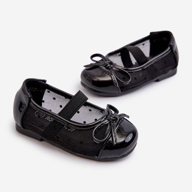 Balerini pentru copii cu fundita, Black Jellema negru 2 Balerini pentru copii cu fundita, Black Jellema negru 2