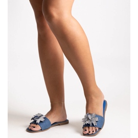 Flip-flops albastri cu o floare de zircon Vendula albastru 1