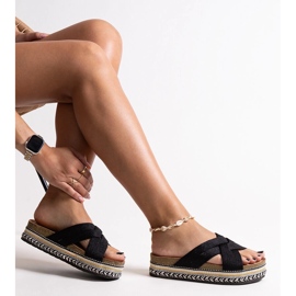 Flip-flops negri cu talpă decorativă Demet negru 1