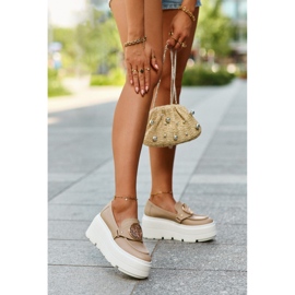 Zazoo 3458 Mocasini De Dama Piele Cu Decorat, Bej 2