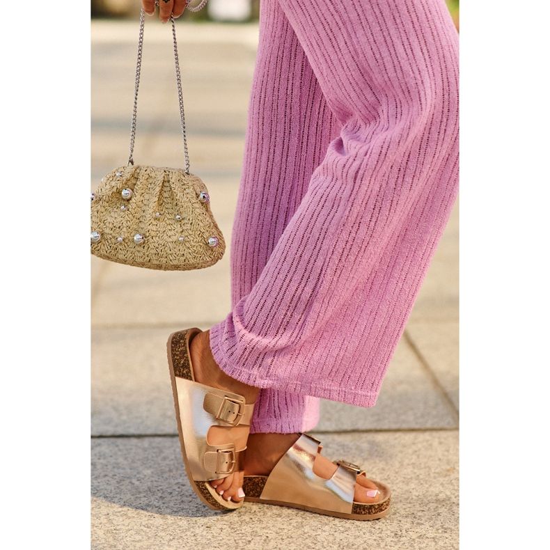 Evento Flip-flops de damă pe o platformă din plută cu catarame, Rose Gold, Klinesta de aur 2 Evento Flip-flops de damă pe o platformă din plută cu catarame, Rose Gold, Klinesta de aur 2