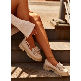 Mocasini de dama din piele cu fundita Laura Messi 2787 bej deschis 2 Mocasini de dama din piele cu fundita Laura Messi 2787 bej deschis 2