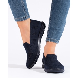 Slip on de damă din material textil bleumarin albastru 3