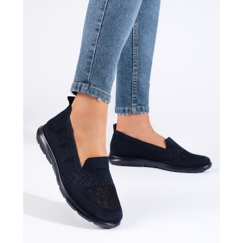 Slip on de damă din material textil bleumarin albastru 1
