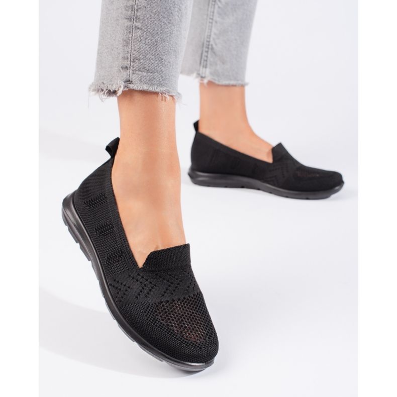 Slip-on de damă din material textil negru 1