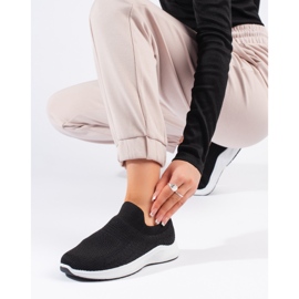 Tenisi negri din material textil negru 1