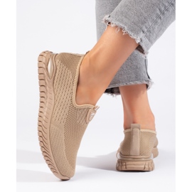 Tenisi dama din material textil maro 1 Tenisi dama din material textil maro 1