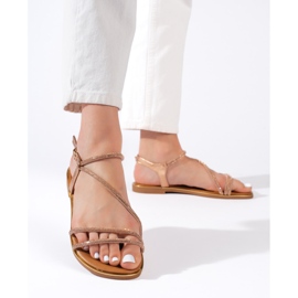 Sandale de damă maro cu sclipici 2