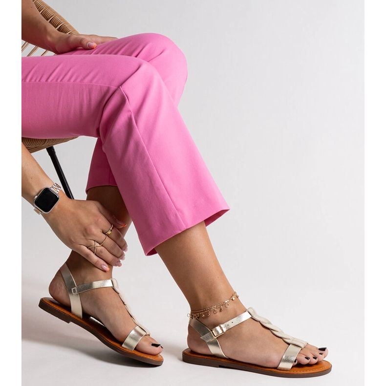 Sandale plate aurii amarant de aur 1