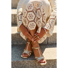 Sandale De Damă Cu Toc Înalt Din Piele Ecologică, Lyana Aurie de aur 2