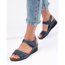 Sandale de dama albastre cu velcro albastru 1