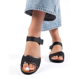 Sandale de dama negre cu velcro negru 1