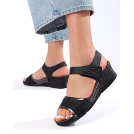 Sandale de dama negre cu velcro negru 2