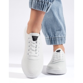 Seastar Pantofi de damă, albi, cu șireturi, ajurate 4