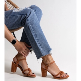 Sandale maro Shama cu toc inalt 1