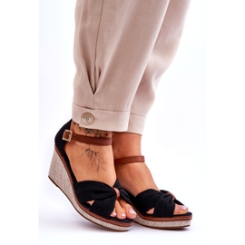 Sandale cu pană de damă negre negru 4