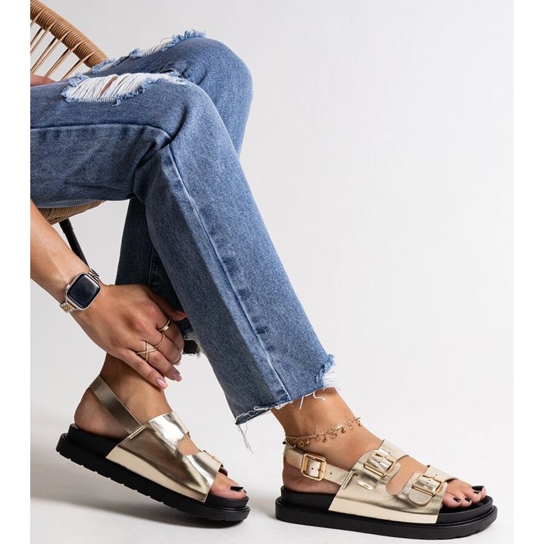 Sandale cu platforma Bashera aurii de aur 1