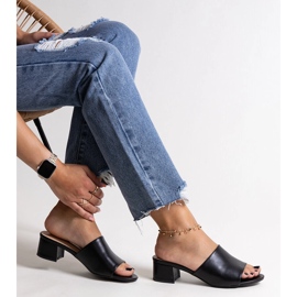 Flip-flops Asala negri cu toc mic negru 1