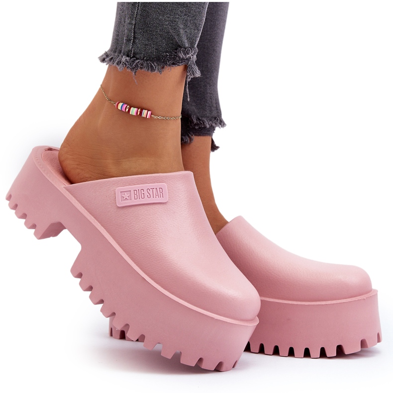 Flip-flops de damă On A Massive Sole Big Star NN274020 Roz 5