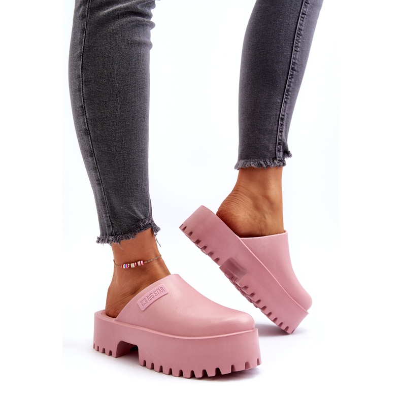 Flip-flops de damă On A Massive Sole Big Star NN274020 Roz 3