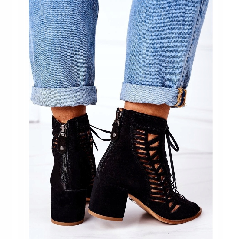 Cizme ajurate din piele intoarsa Maciejka 04040-01 Negru 2