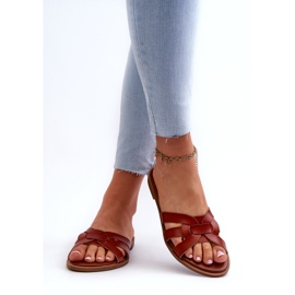 Evento Flip Flops pentru damă, din piele ecologică, maro 3