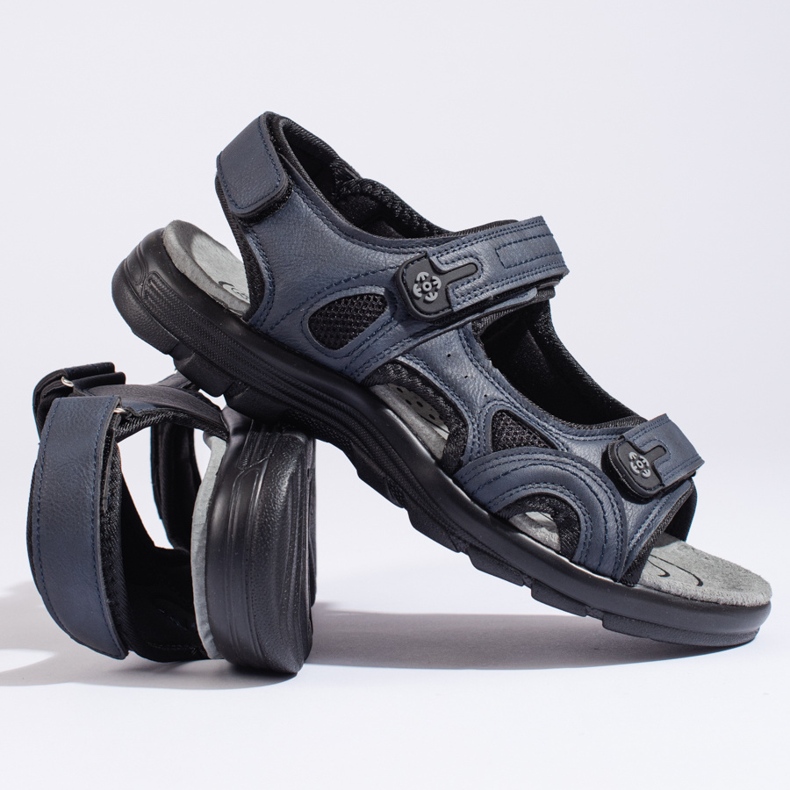Sandale sport pentru bărbați bleumarin cu velcro albastru 1